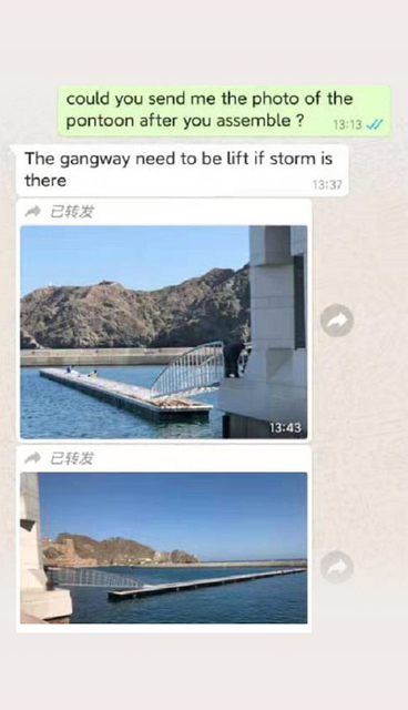 Testimonial by convenient floating jetty customer